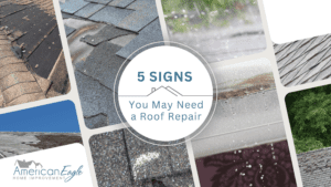 Blog Cover with the title "5 signs you may need a roof repair and pictures of roofs in various stages of disrepair
