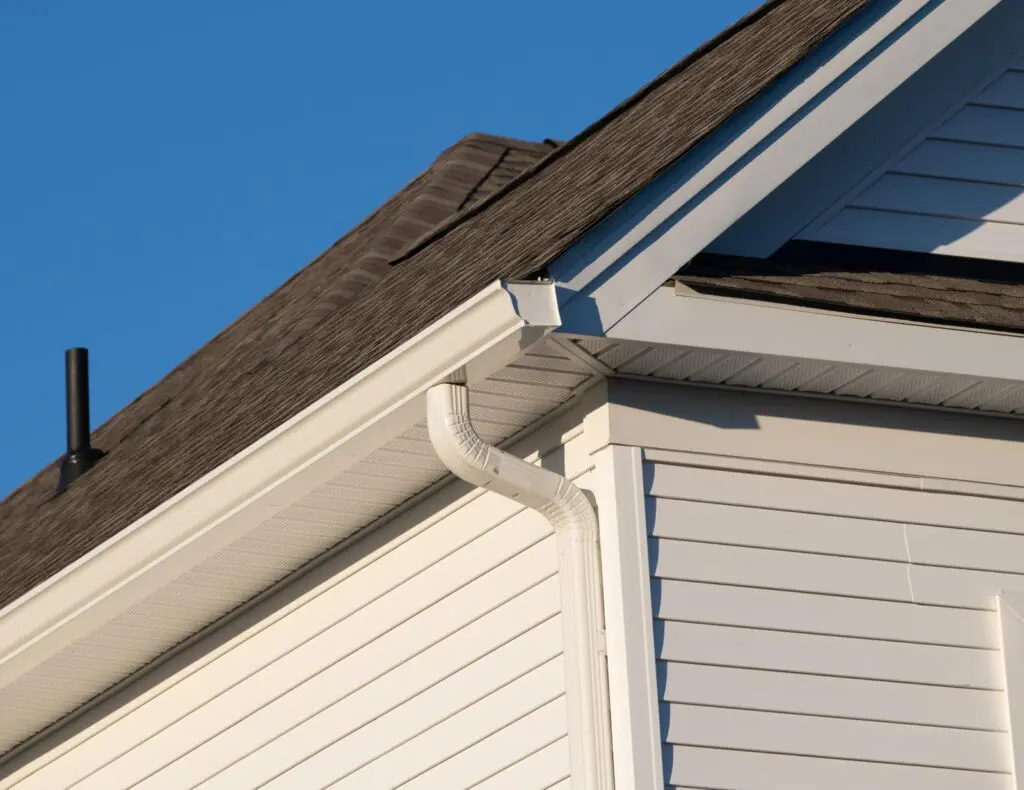 up close of gutter on roof