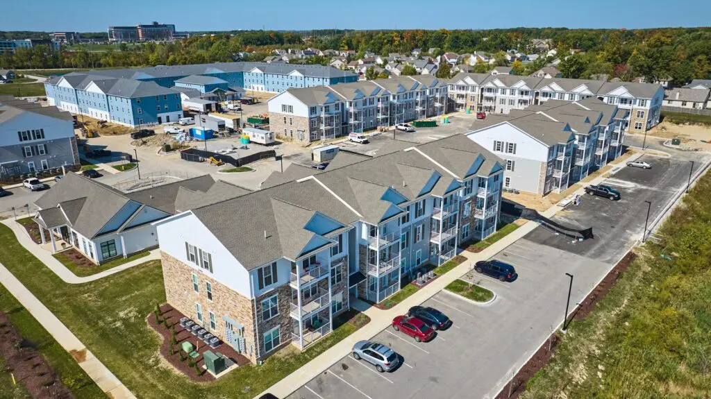 aerial shot of Minnesota apartment complex