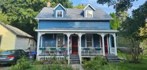 blue home after roof repair