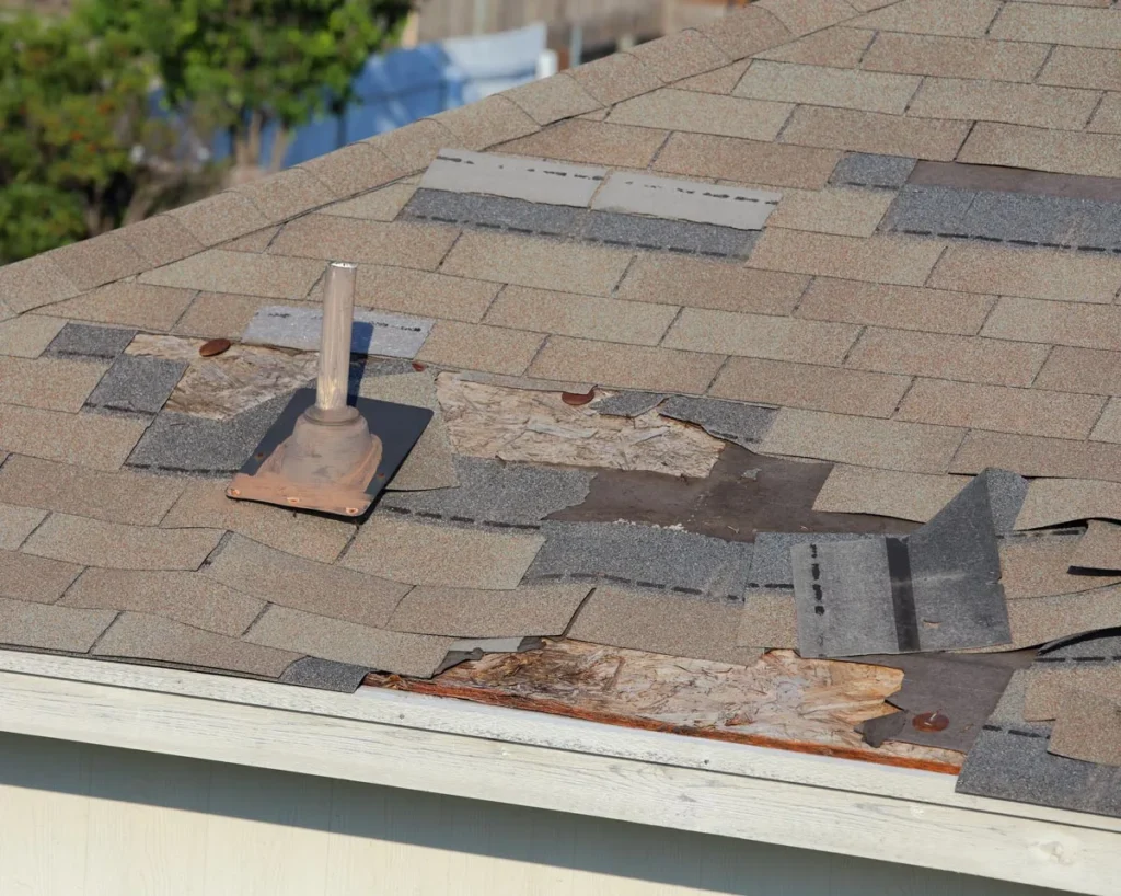 missing shingles on roof