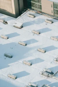 TPO commercial roofing system on a flat roof